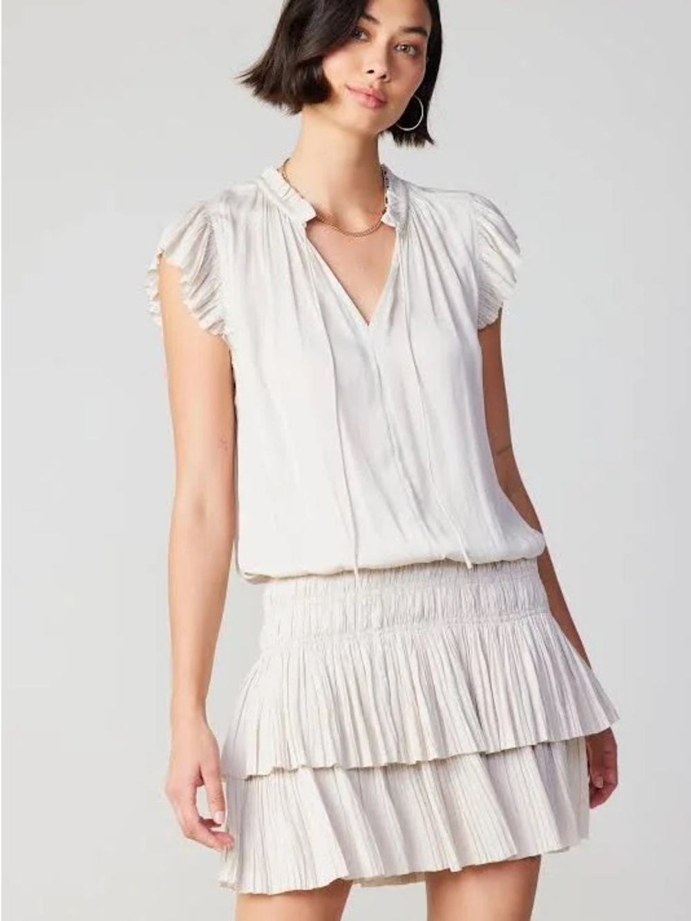 Current Air Cream Ruffle Dress